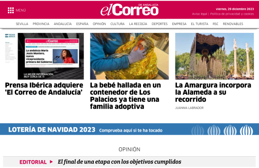 EL CORREO DE ANDALUCÍA’ IS NOW PART OF THE GROUP PRENSA IBÉRICA