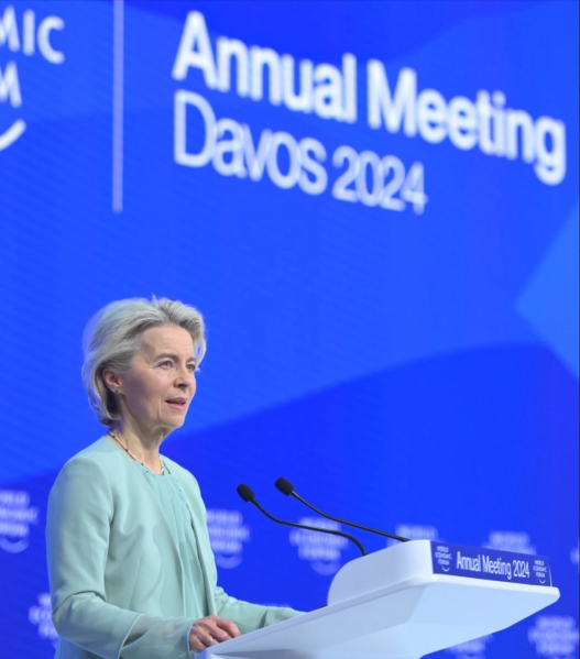 VON DER LEYEN STRESSES IN DAVOS THAT EUROPE MUST LEAD A RESPONSE TO DISINFORMATION